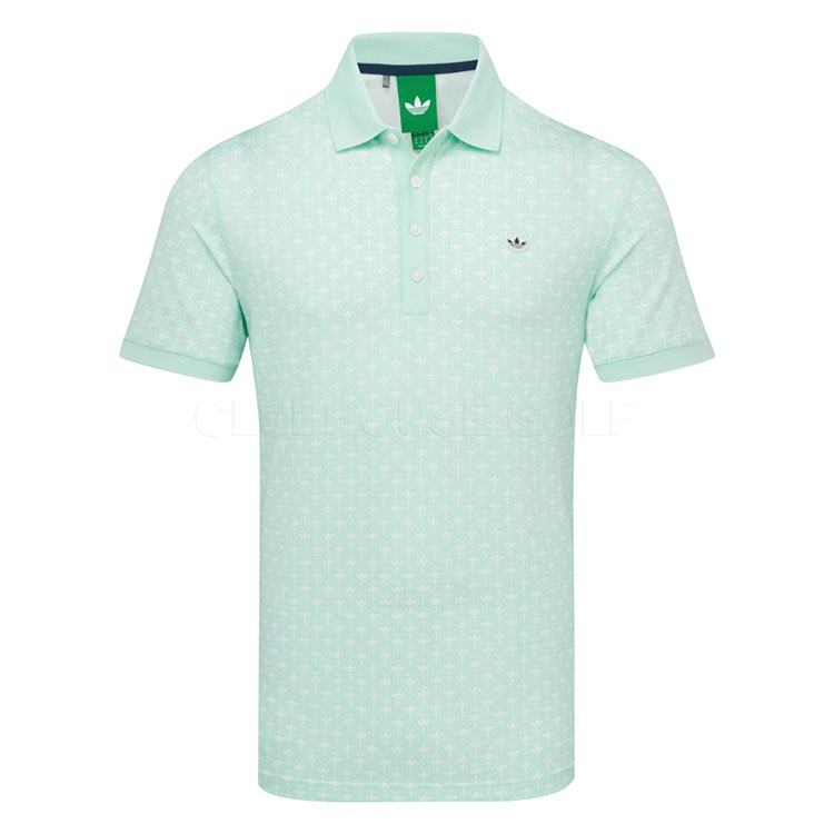 adidas Golf Originals All Over Trefoil Golf Polo Shirt Clear Mint/Chalk White