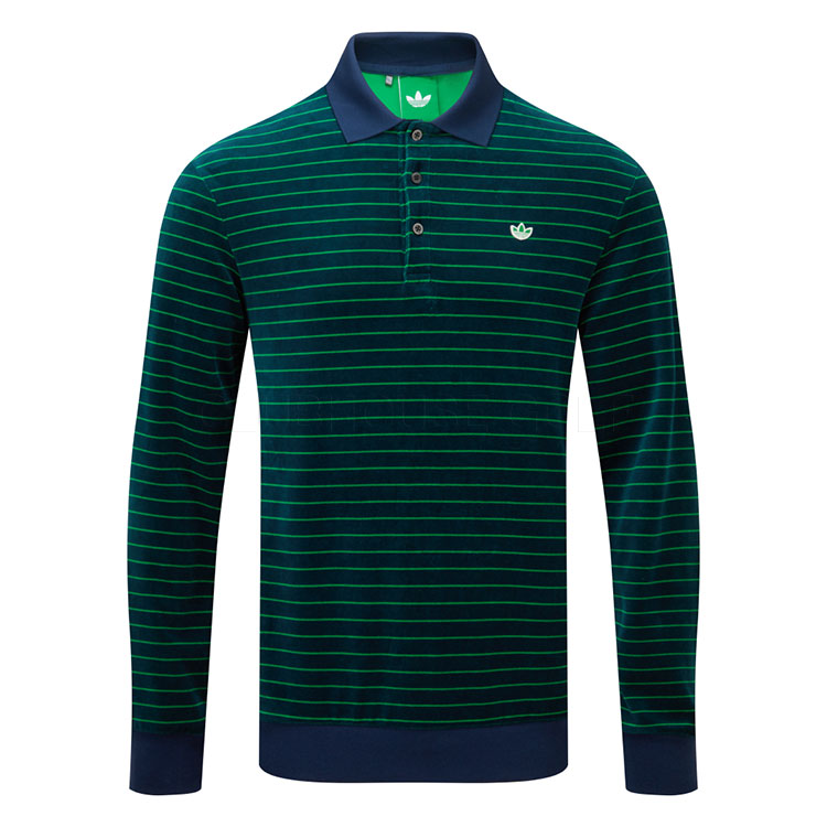 adidas Golf Originals Knit Long Sleeve Golf Polo Shirt Night Indigo/Green JN9724