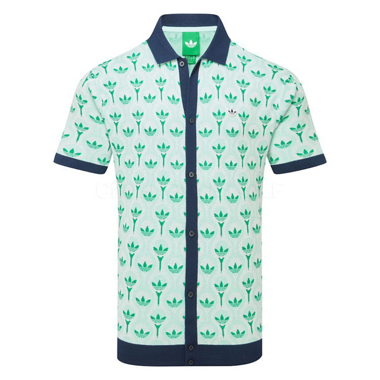 adidas Golf Originals Knit Golf Polo Shirt Chalk White/Clear Mint/Court Green KB3790