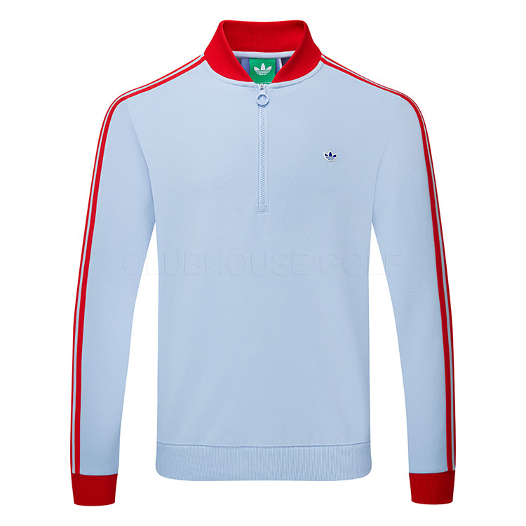 adidas Golf Originals 3 Stripe 1/4 Zip Golf Sweater Clear Sky JP2060