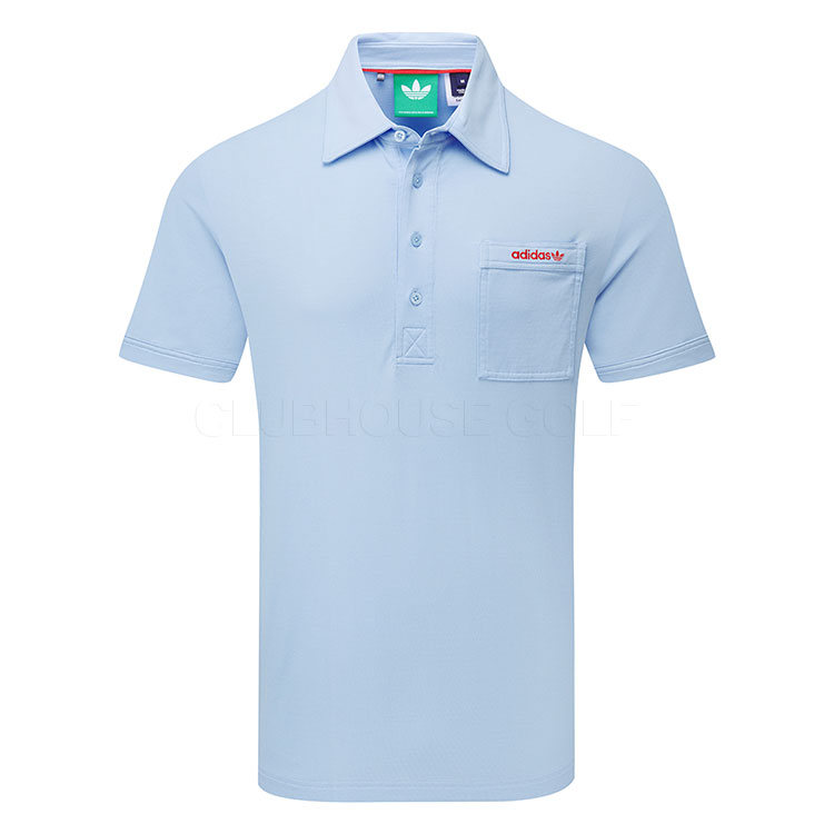 adidas Golf Originals Script Pocket Golf Polo Shirt Clear Sky JI9112