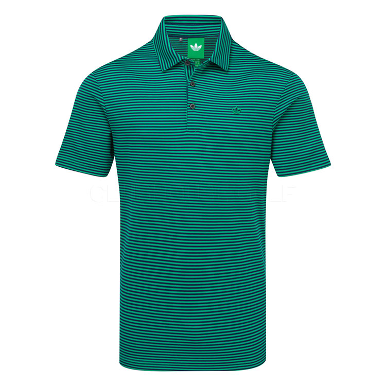 adidas Golf Originals Stripe Pique Golf Polo Shirt Court Green/Night Indigo KB8624