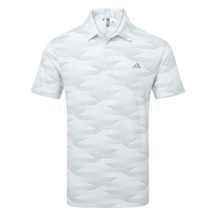 adidas Ultimate365 Wave Print Golf Polo Shirt White/Silver Green JF4898