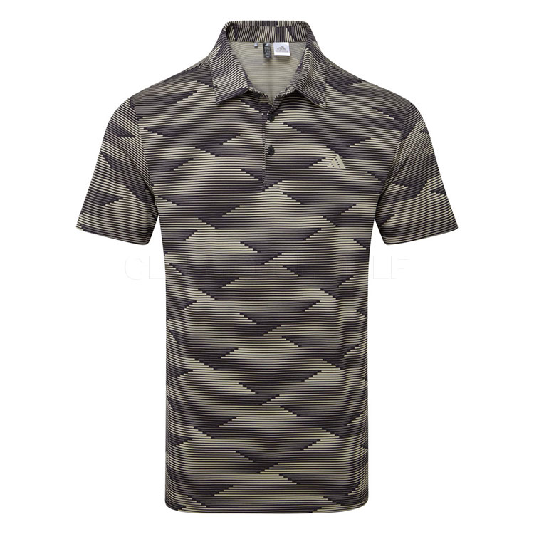 adidas Ultimate365 Wave Print Golf Polo Shirt Black/Putty Beige JF4900