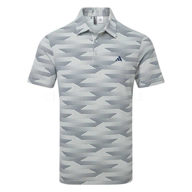 adidas Ultimate365 Wave Print Golf Polo Shirt Wonder Silver/Collegiate Navy JF9008