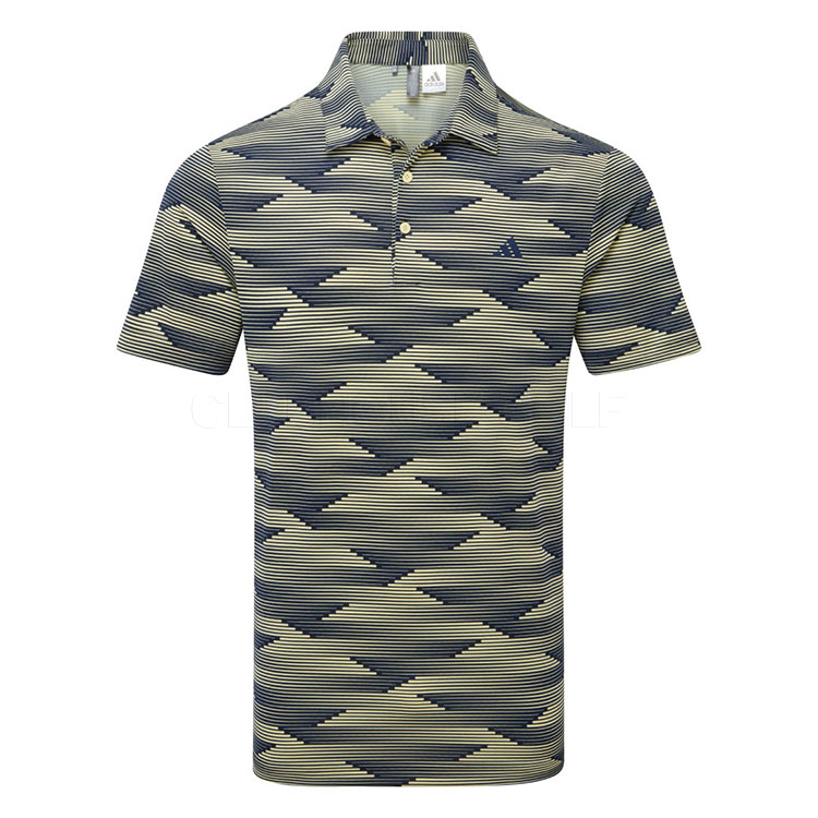 adidas Ultimate365 Wave Print Golf Polo Shirt Collegiate Navy/Powder Yellow JF9009