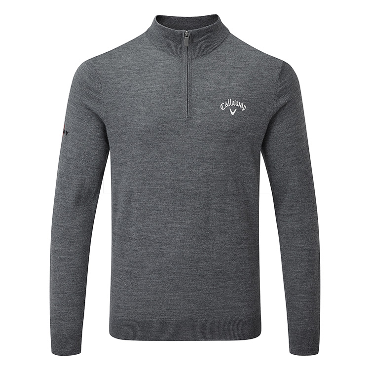 Callaway Blended Merino 1 4 Zip Golf Sweater Steel Heather