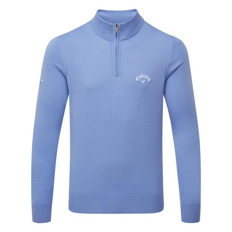 Callaway Blended Merino 1/4 Zip Golf Sweater Mid Vista Blue CGGF80M1-979