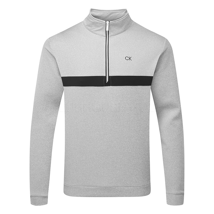 Calvin Klein Chest Stripe 1/2 Zip Golf Sweater Grey/Black - Clubhouse Golf