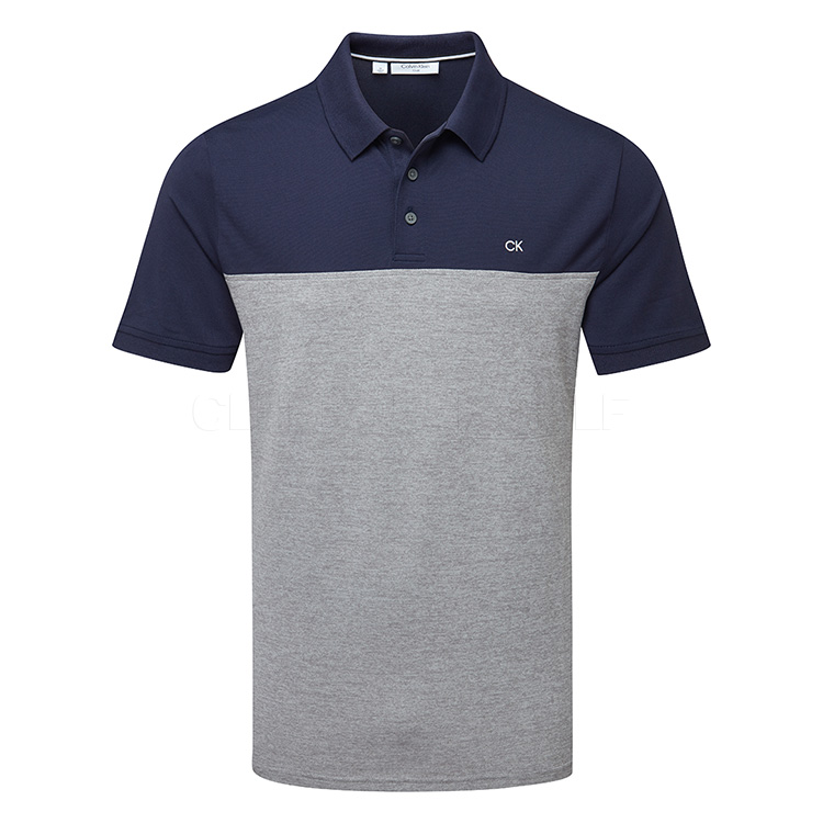 Calvin Klein Colour Block Golf Polo Shirt Navy/Silver Marl - Clubhouse Golf