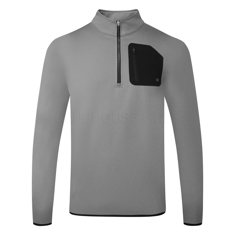 Calvin Klein Delta 1/2 Zip Golf Sweater Silver Marl C9777