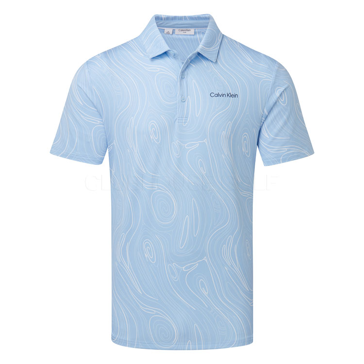 Calvin Klein Marble Print Golf Polo Shirt Blue Bell CKMS26157