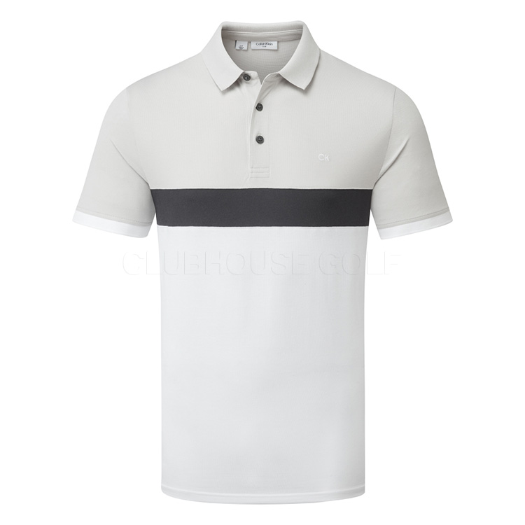 Calvin Klein Chest Stripe Golf Polo Shirt White/Silver CKMD1793