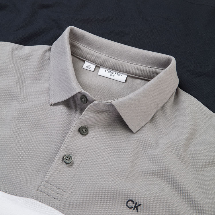 Calvin Klein Chest Stripe Golf Polo Shirt Navy/Grey - Clubhouse Golf