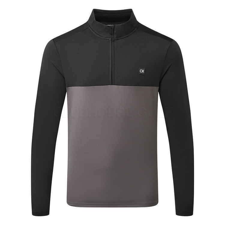 Calvin Klein Colour Block Pulse 1/2 Zip Golf Sweater Black/Charcoal
