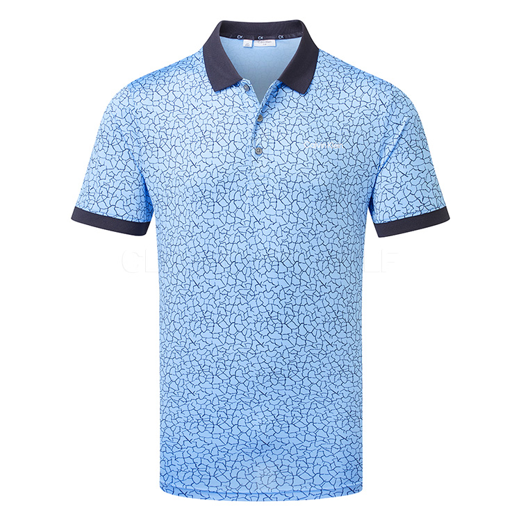 Calvin Klein Fracture Print Golf Polo Shirt Boy Blue CKMS23755
