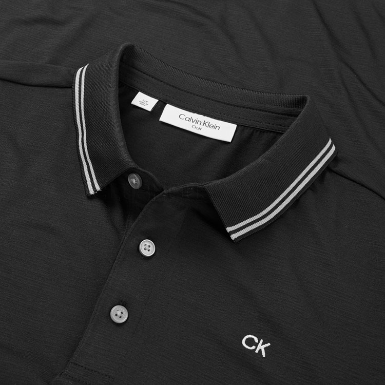 Calvin Klein Whisper Tipped Golf Polo Shirt Black - Clubhouse Golf