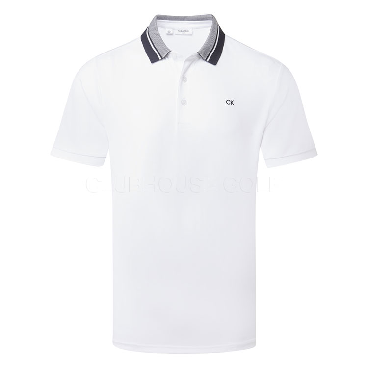 Calvin Klein Vista Jersey Golf Polo Shirt White C10175