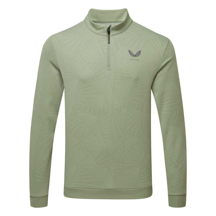 Castore Classic All-Over Print 1/4 Zip Golf Sweater Thyme/Gunmetal GMF41163-100