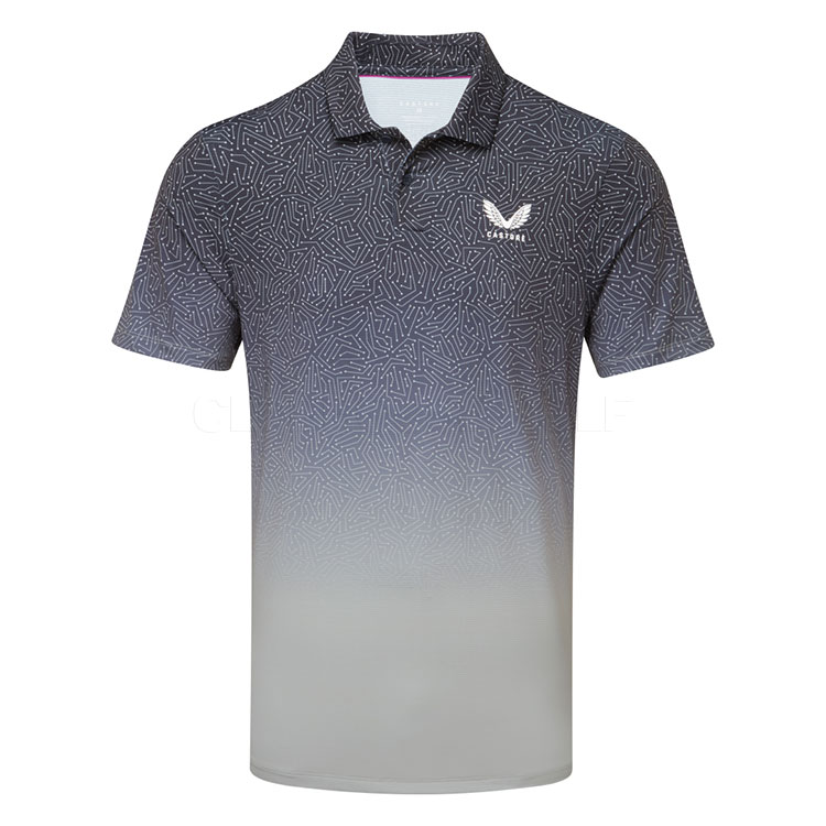 Castore Map Printed Golf Polo Shirt Navy/Alloy/White MLM00067CAS-020