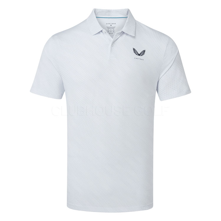 Castore Golf Ball Print Golf Polo Shirt White/Midnight Navy GME30993-001