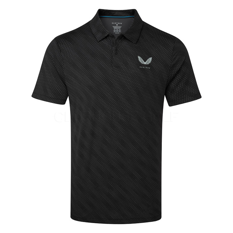Castore Golf Ball Print Golf Polo Shirt Black/Mid Grey GME30993-018