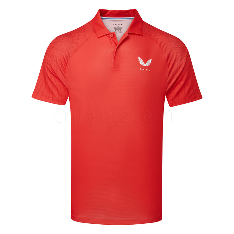 Castore Shoulder Graphic Golf Polo Shirt Poppy Red/White GME30995-071