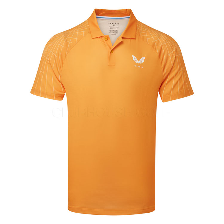 Castore Shoulder Graphic Golf Polo Shirt Mango/White GME30995-081