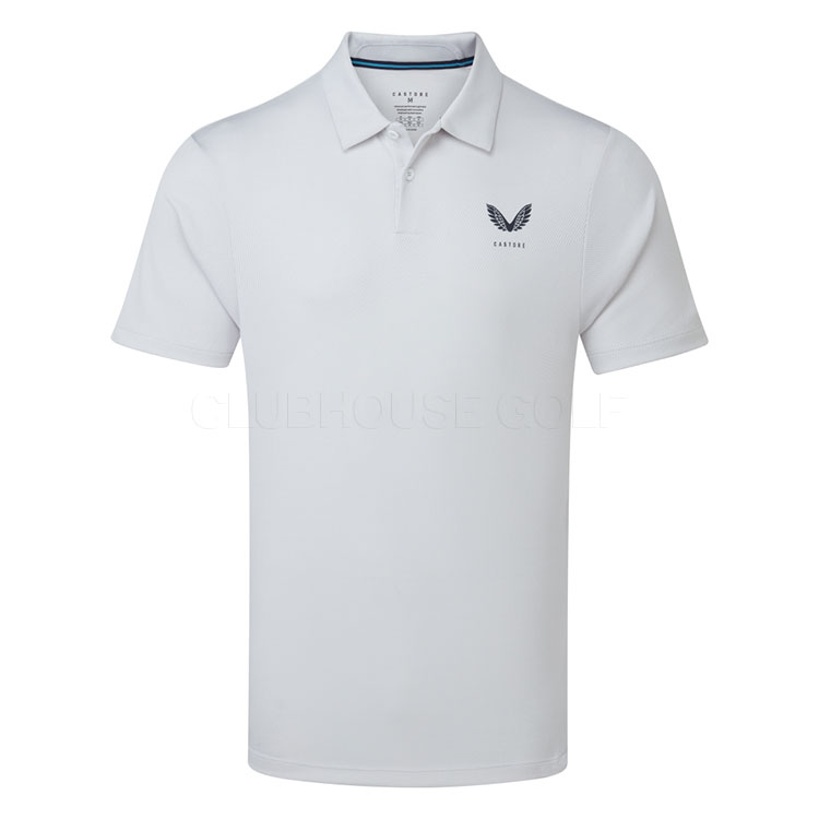 Castore Pinnacle Engineered Knit 2 Golf Polo Shirt White/Midnight Navy GMC30693-001