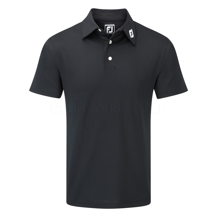 FootJoy Stretch Pique Solid Golf Polo Shirt Black - Clubhouse Golf