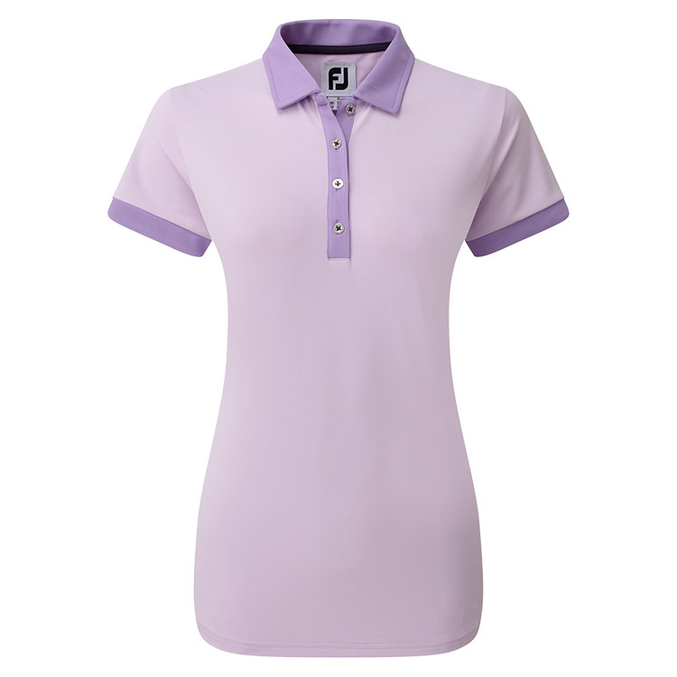 FootJoy Ladies Colour Block Pique Golf Polo Shirt Purple Cloud 80169