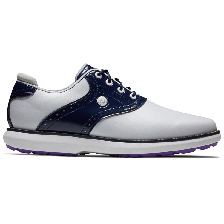 FootJoy Ladies FJ Traditions Spikeless 97926 Golf Shoes White/Navy/Purple