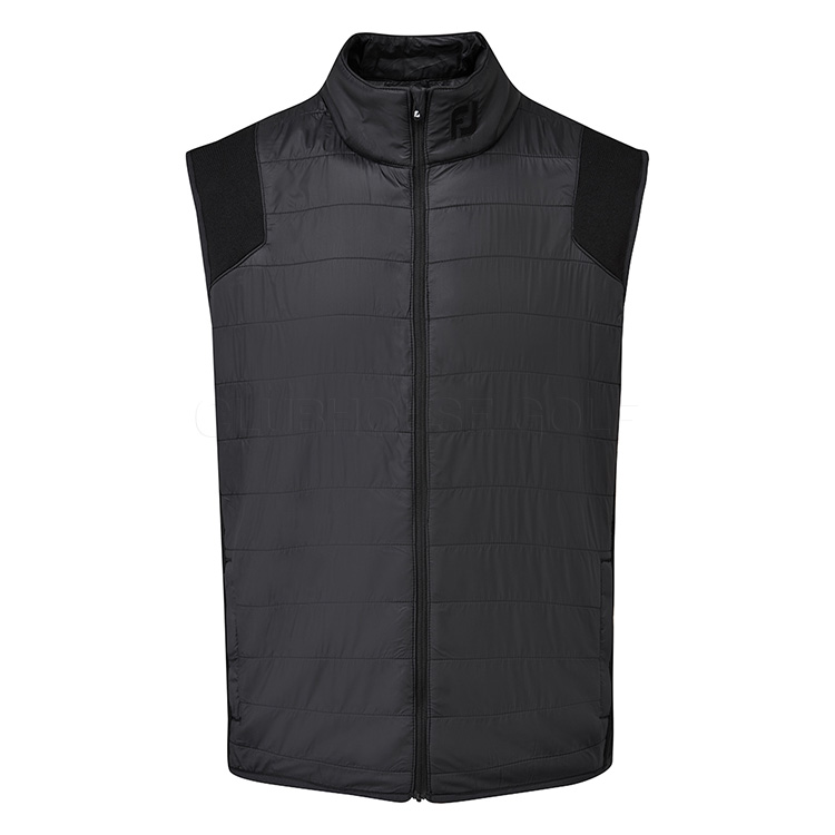 FootJoy Quilted Thermal Golf Wind Vest Black/Black - Clubhouse Golf
