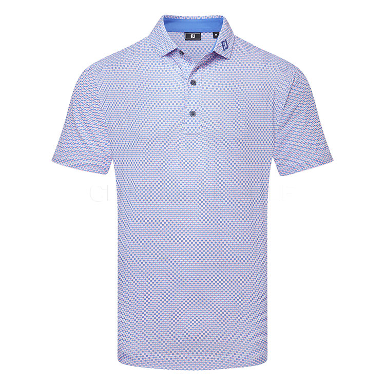 FootJoy Nautical Flag Print Lisle Golf Polo Shirt Pink Pop/Vivid Violet 39262