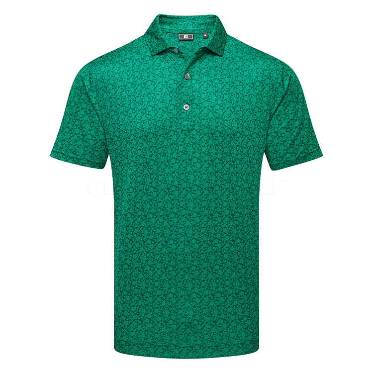 FootJoy Painted Floral Lisle Golf Polo Shirt Field Green 39352