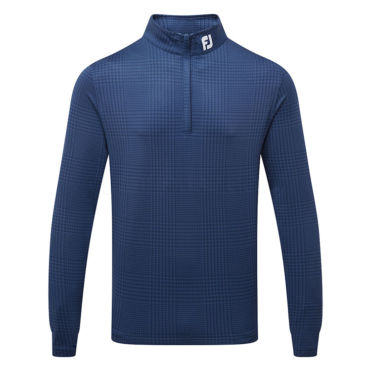 FootJoy Glen Plaid Print Chill Out 1 4 Zip Golf Pullover Navy Clubhouse Golf