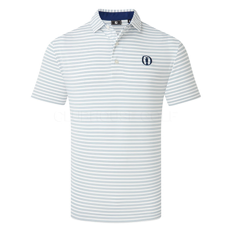 FootJoy The Open Championship Stripe Lisle Golf Polo Shirt Blue/White 38879