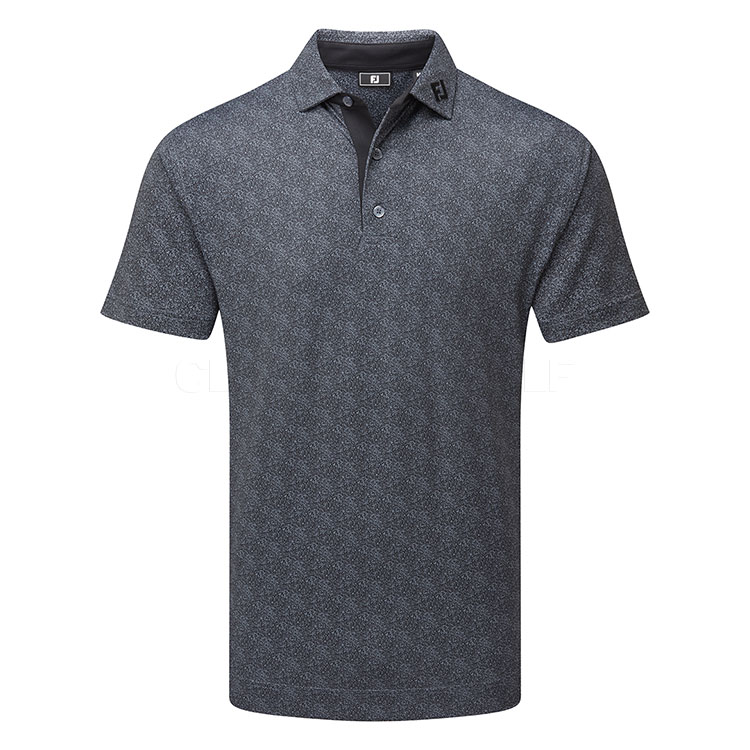 FootJoy Speckle Print Pique Golf Polo Shirt Black/Flint 34023