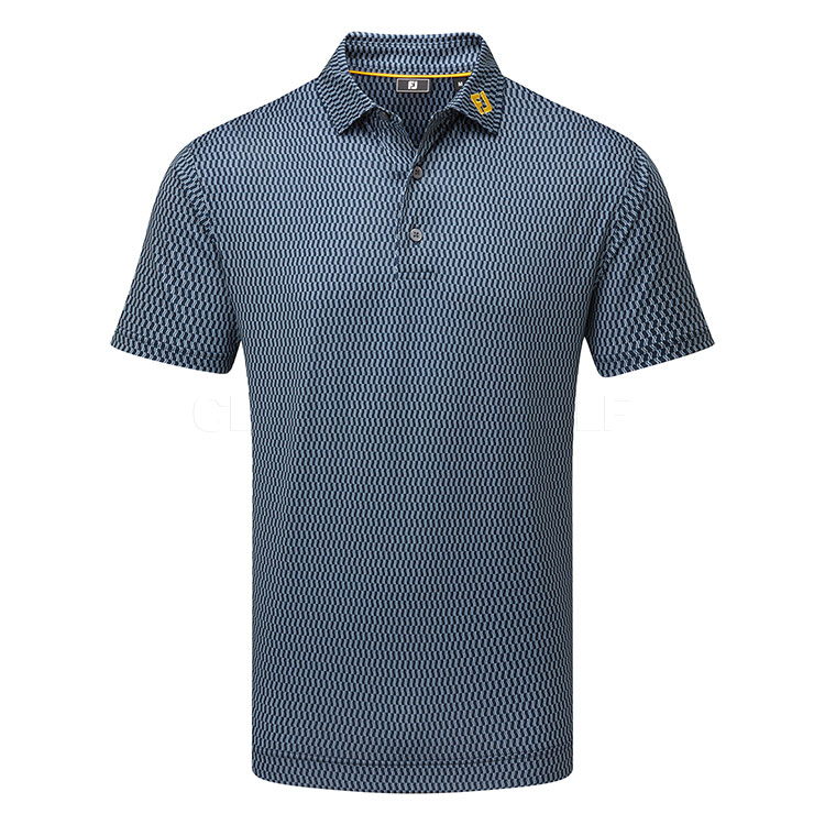 FootJoy Wiggle Print Lisle Golf Polo Shirt Navy/Grey/White 34000