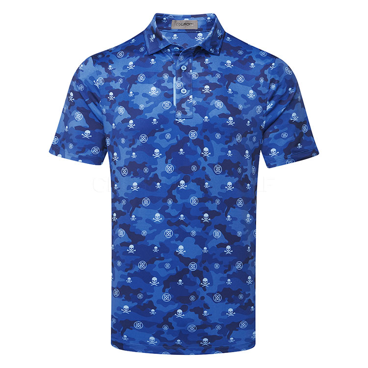 G/FORE Icon Camo Tech Stretch Jersey Golf Polo Shirt Azul GMP000100-AZU