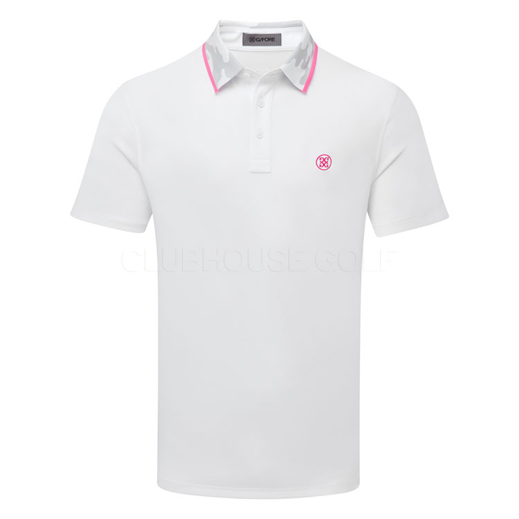 G/FORE Camo Collar Performance Pique Golf Polo Shirt Snow GMP000134-SNO