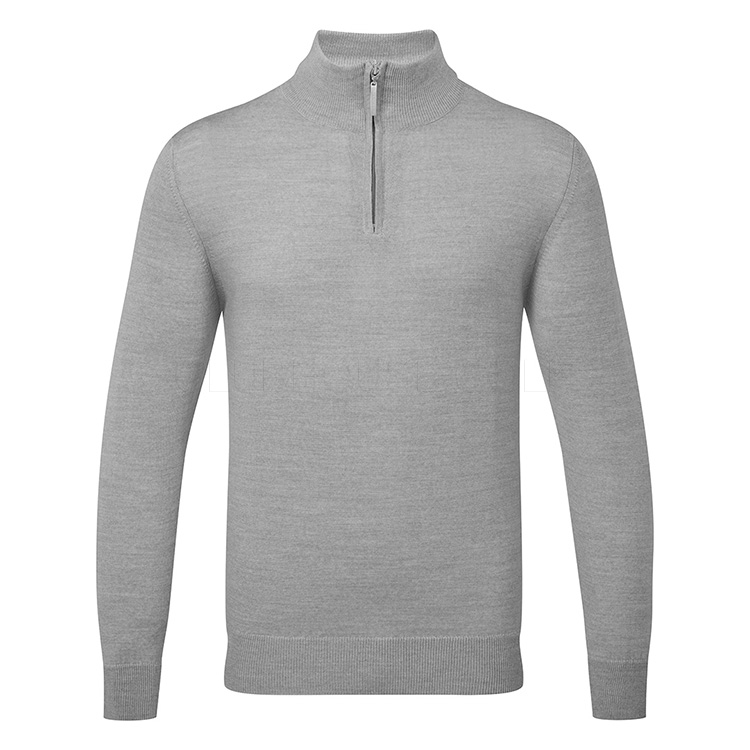 Glenmuir Jaspar 1/4 Zip Merino Golf Sweater Light Grey MKM7427ZN-JAS