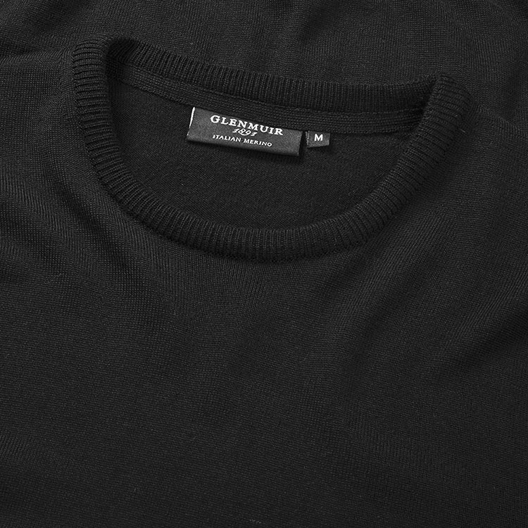 Glenmuir Knox Crew Neck Merino Golf Sweater Black Clubhouse Golf