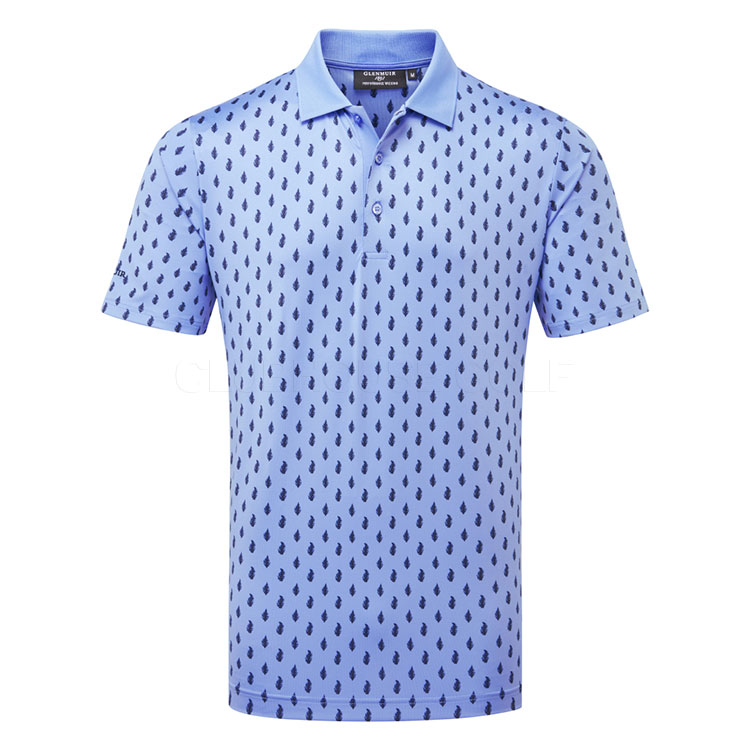 Glenmuir Crawford Golf Polo Shirt Light Blue/Navy Ferns MSP7578-CRA