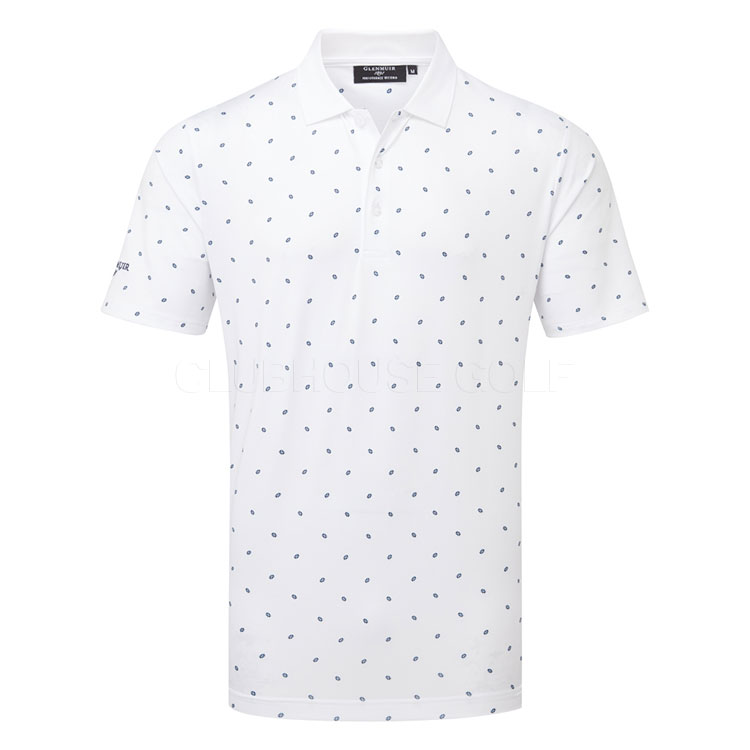 Glenmuir Crawford Golf Polo Shirt White/Navy/Saltire Flags MSP7578-CRA