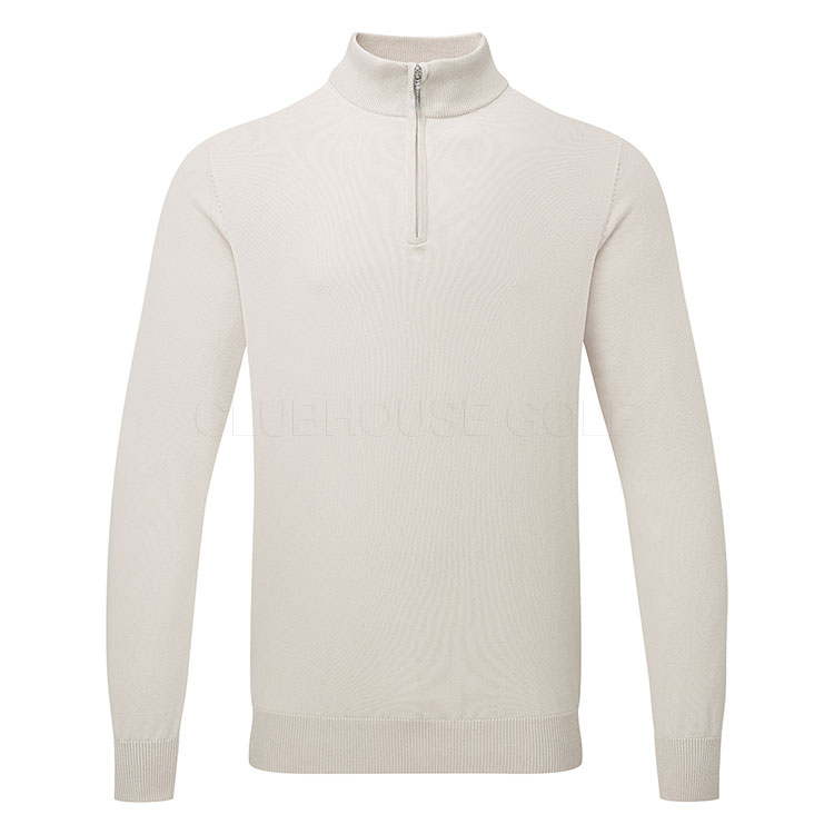 Glenmuir Devon 1/4 Zip Cotton Golf Sweater Linen MKC7381ZN-DEV