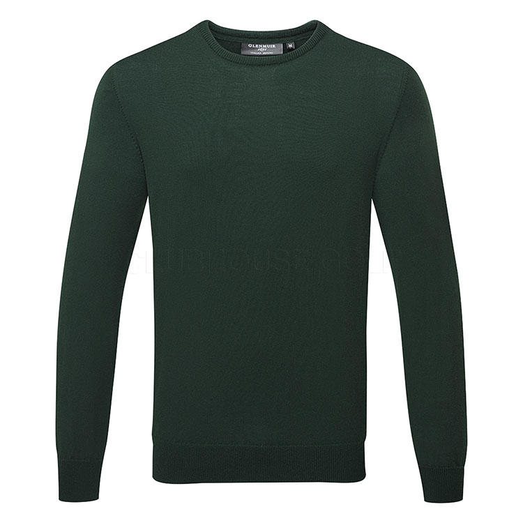 Glenmuir Knox Crew Neck Merino Golf Sweater Tartan Green KM7616CN-KNO