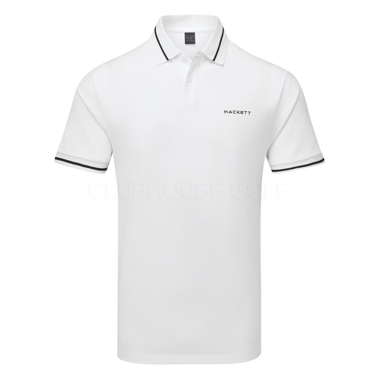 Hackett Sport Tipped Golf Polo Shirt Optic White HM563397