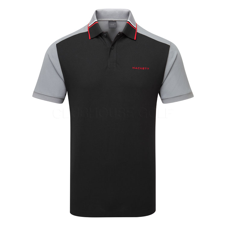 Hackett Sport Resort Colour Block Golf Polo Shirt Black HM563404