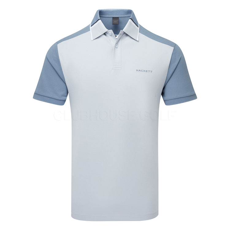 Hackett Sport Resort Colour Block Golf Polo Shirt Sky Blue HM563404